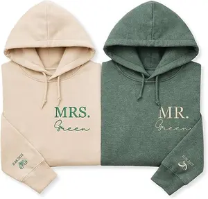 Custom Embroidered Mr Mrs Hoodie – Personalized Couple Matching Sweatshirt With Names Date, Wedding Anniversary Gift, Valentine's Day