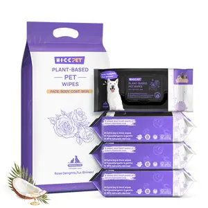 【Live Exclusive】HICC PET Dog&Cat Moisturizing Wipes,  Plant-Based Gentle Deodorizing Moisturizing Wipes for Dogs & Cats Rose Scent Biodegradable Grooming Paws Sensitive Grooming for Family Pets