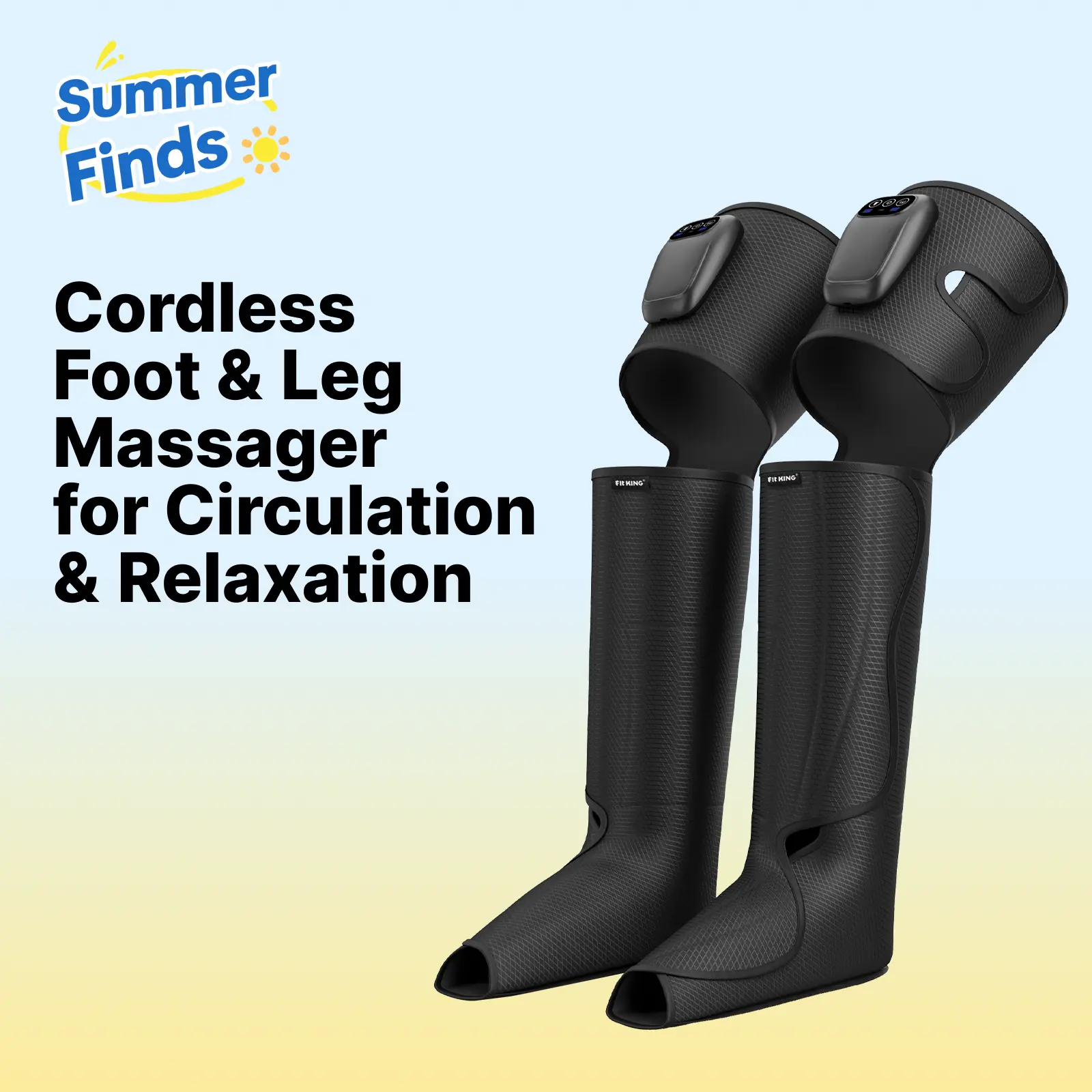 【FIT KING】Air Compression Cordless Foot and Leg Massager, Leg Massager, No External Hoses & Handheld Controller, Easy to Use for Travel, Mom, Dad, Athletes, mothersday gift summerwins