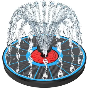 Solar Fountain with Red Flower - Attract Birds - Upgrade 3.5W Solar Bird Bath Fountains, Solar Powered Water Feature Fountain Pump with 7 Nozzles for Hummingbirds, Garden, Pool, and Pond