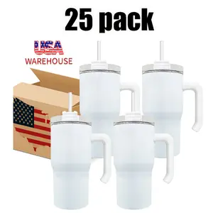 25pack USA warehouse blank sublimation 20oz travel coffee mugs with removeable handle for sublimation and UV DTF wraps Drinkware Flasks Lid Plastic