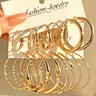 Ligui 8 Pairs Trendy Large Hoop Earrings Set, Minimalist French Vintage & Y2K Style Small Hoops, Lightweight Fashion Ear Jewelry Set, Earrings Stack, Lightweight Stackable Earrings