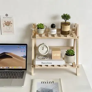 Office organizer, home desk storage rack for office efficiency, summer home decor rack, trapezoidal double layer design for books