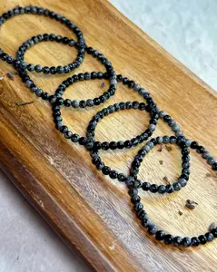 Snowflake Obsidian 4mm Sphere Bracelet