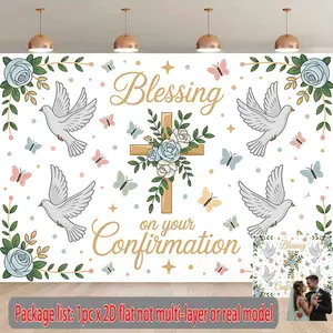 2D Flat Confirmation Banner - 1pc Polyester Festive Backdrop for Family Gatherings, Birthday (Home & Party Supplies)
