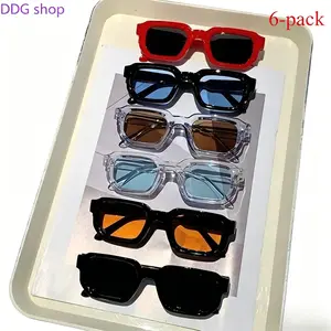 2026 6-Pack Unisex Rectangle Sunglasses, Vintage Retro Frames, Trendy Aesthetic Eyewear with  Full Protection, Lightweight Luxury Classic Shades, Fashion Accessories for Driving, Travel, Beach & Daily Casual Outdoor Wear tiktokshopspringglowup