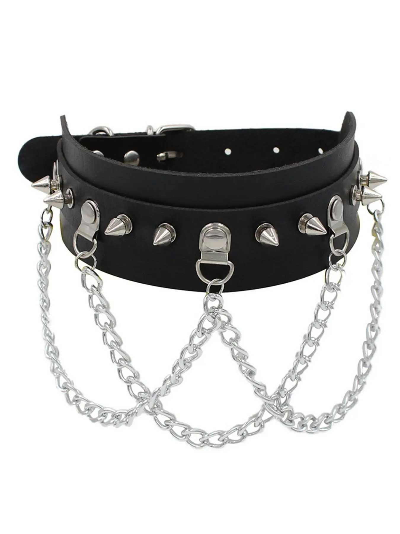 Punk Gothic Style PU Leather Choker, Chain Choker, Choker Necklace, Gothic Witch Jewelry, Studded Decor Choker for Party, Daily Clothing Decor, All-match Jewelry for Birthday Gift, Accessories