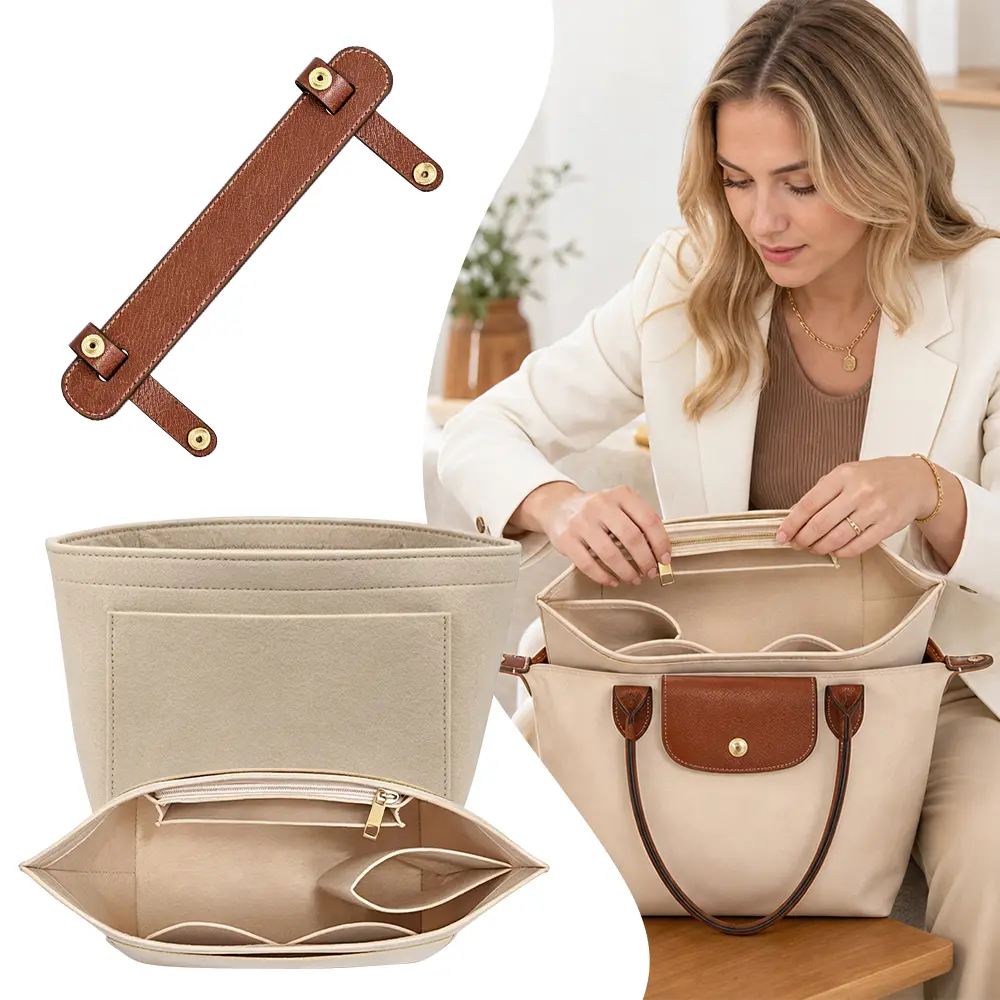 Purse Organizer Insert with Shoulder Strap Pad Premium Felt Handbag Dividers Lightweight Longchamp Bag Organizer for Longchamp