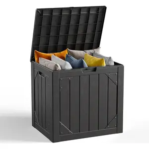 30 Gallon Outdoor Storage Box, Waterproof Resin Deck Box Organizer for Patio Cushion Storage, Lockable Outside Container for Garden Tools