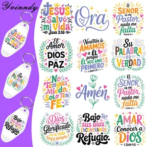 5Pcs/Set Colorful Style Themed UV DTF Keychain Stickers - Waterproof Pattern, Motel And Hotel Keychain Decoation, Easy To Use