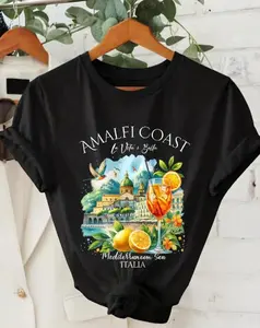 Summer Vacation Lemon Spritz Tee - Aperol Vibe Coastal City Graphic Top, Trendy Casual Crewneck for Holiday Streetwear,Men's and women's model. Four-season casual short-sleeved T-shirt. Casual style. Suitable for all seasons.