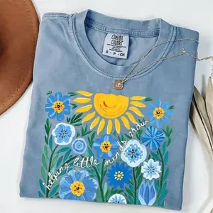 Comfort Colors Teacher Shirt, Playful Helping Little Minds Grow Shirt, Aesthetic Floral Teacher Flower Design, Trendy Oversized Cute Shirt for Teachers, Premium Garment Dyed Teach Floral Appreciation Gift