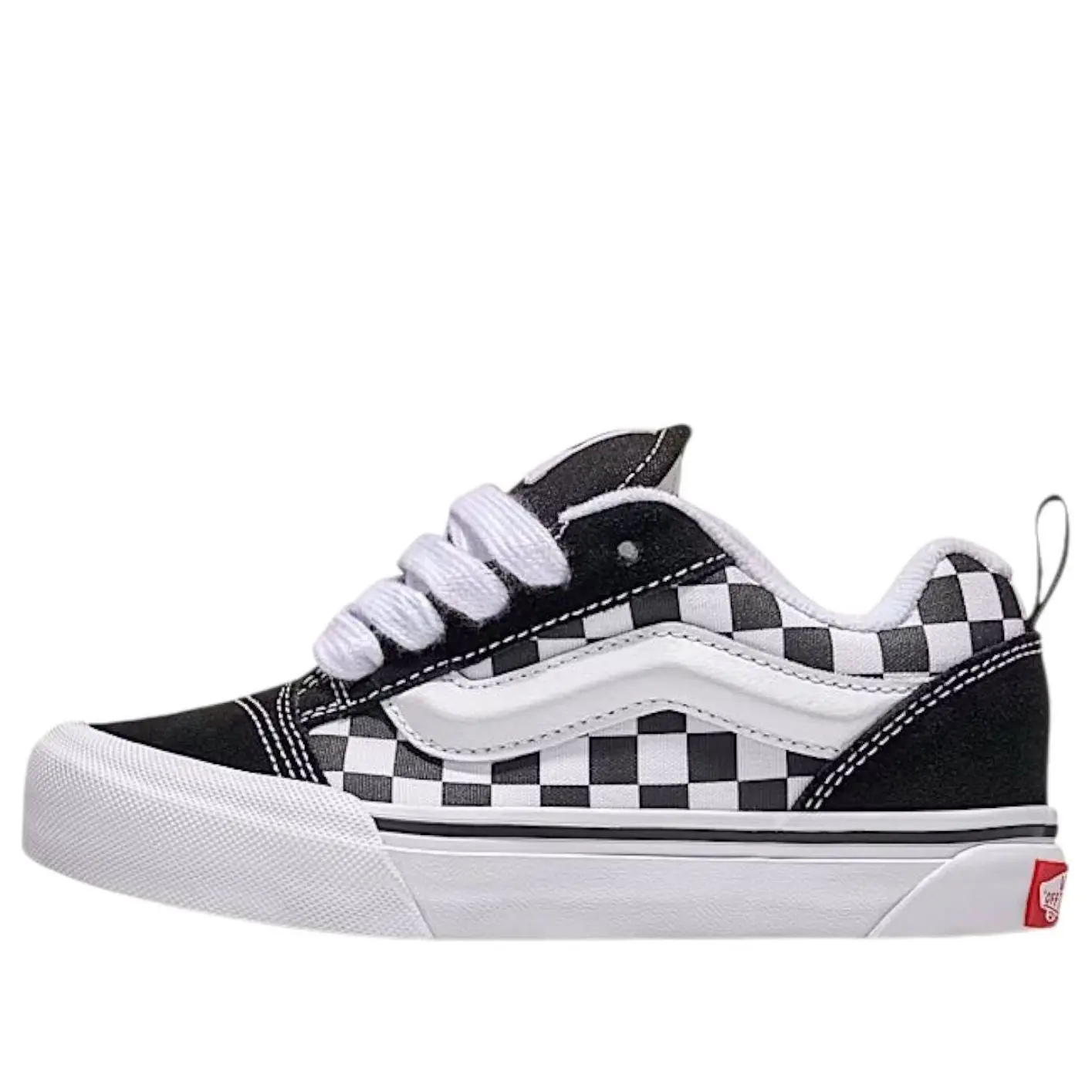 Vans Knu Skool Checkerboard Black (GS) Boys' Casual Low Top Classic Skate Shoes - Child-Sized Checkerboard Shoe, School Footwear
