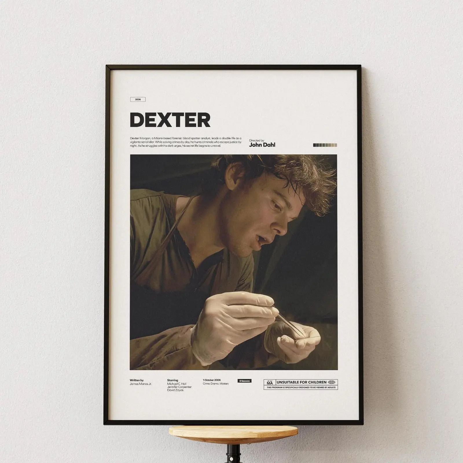 Dexter TV Series Movie Poster, Michael C. Hall as Dexter Poster Print, Alternative Film Poster, Dexter Wall Decor, Cinematic Room Decor Idea