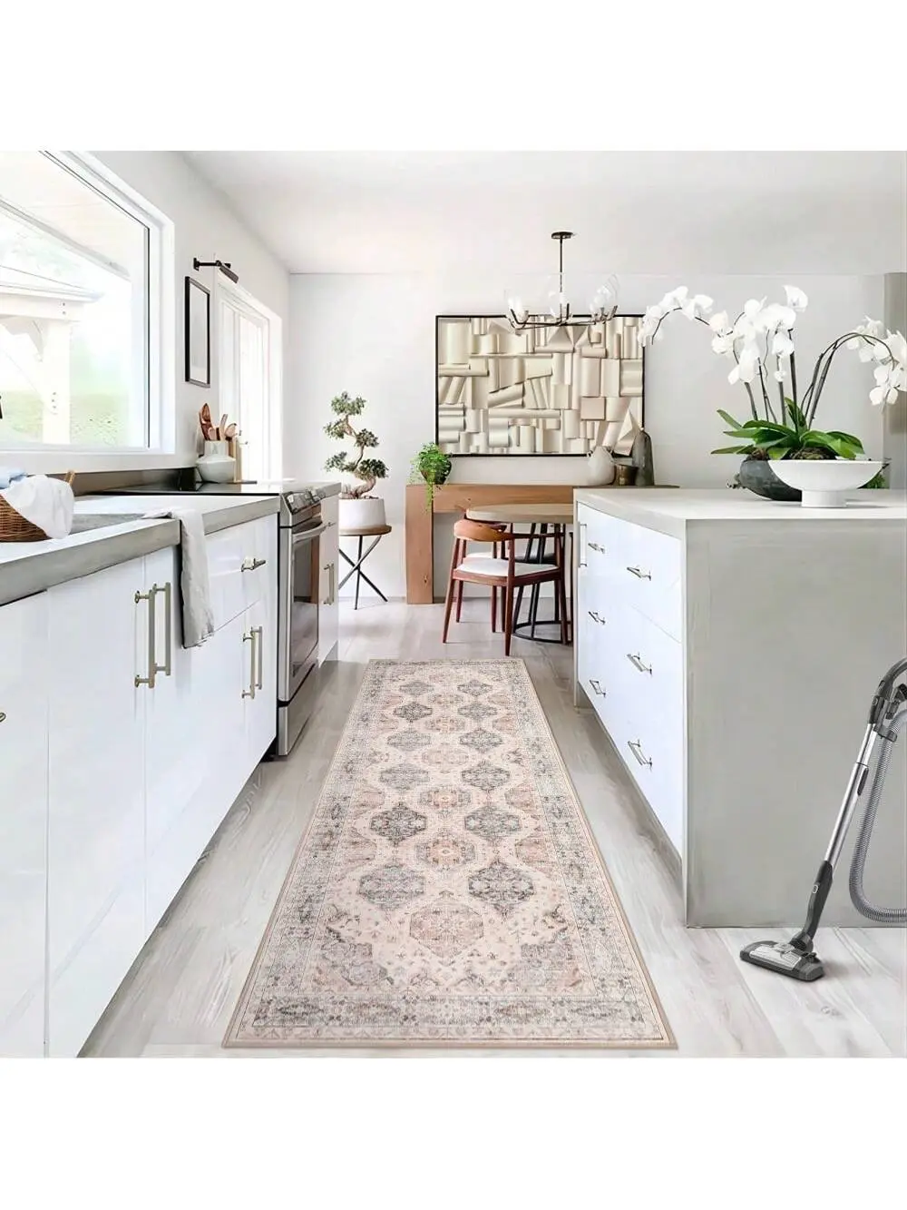 【Christmas Gift】Beige-10*13 feet Vintage Rug Irregular Medallion Area Rug Ultra-Thin Non Slip Floral Print Indoor Mat For Living Room Dining Room Bedroom Farmhouse