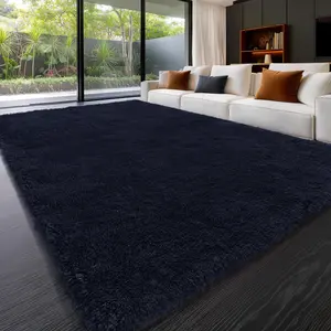 Large Size Shaggy Rugs, Big Plush Area Rug, Non-slip Soft Fluffy Carpet Mats for Livingroom Bedroom Nursery Home Decor Deep Blue