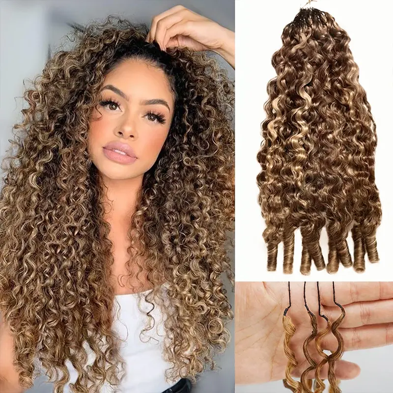Recool Burmese Curly/Kinky Curly Highlight Crochet Human Hair Extensions (4/30/27) - Boho Braids, Invisible Miracle Knots, Easy to Wear, Consistent Volume, 4-5 Packs for Full Head, Black Women's Protective/Vacation Hair, #SohoChic #TikTokShopBackToSchool