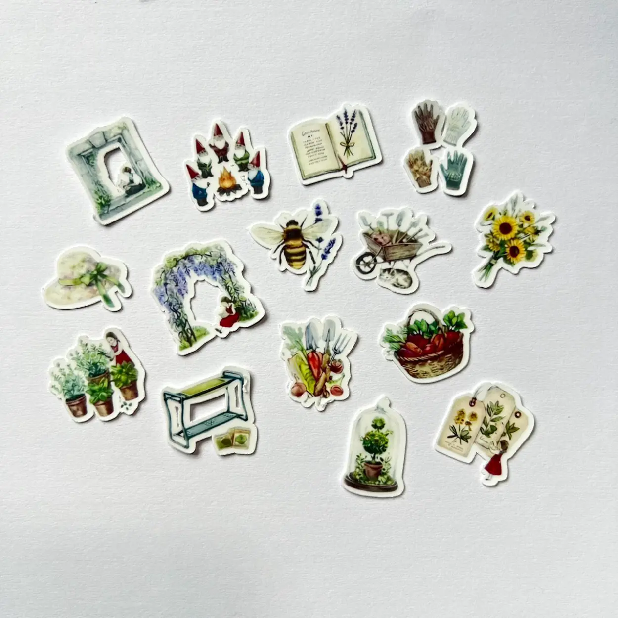 Cottage Garden x28 Sticker Flakes, Gardening & Bee Stickers, Floral Journal Stickers for Planners, Penpal Mail Cottagecore Scrapbooking