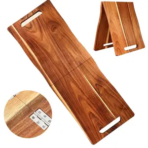 Large Longan Wood Serving Tray with Handles, Rectangular Food Platter, Natural Wooden, Ideal for Meat, Cheese, Party Appetizers