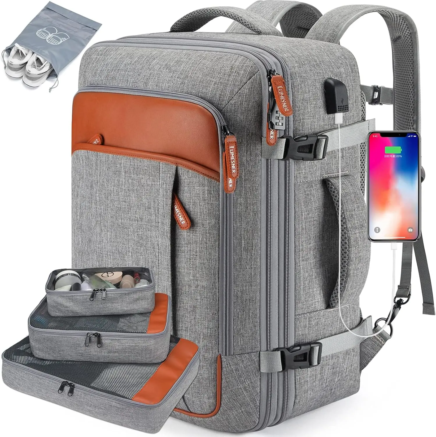 [Valentine's Day Gift] Travel Backpack for Women & Men as PersonalItem Flight Approved,Large Capacity Carry on Backpack with 3 Packing Cubes and Laptop Compartment,Weekender Bag for Hiking
