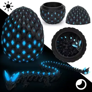 3D Printed Dragon Egg God Dragon Gift Box Set, Gemstone Dragon Figurine Hand Model, Decorative Figurines, Home Decor Statue, Collectible Room Decor, Glow-In-The-Dark Dragon Eggs, Unique Gift Idea