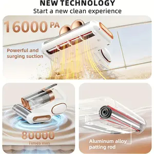 Mattress vacuum cleaner with an additional 5 filters and 1 filter, equipped with 22Kpa suction, 253.7 nanometer ultraviolet lamp, and 80000RPM rotating ultrasonic technology, a dual cup portable handheld vacuum cleaner for cleaning beds/fabric sofas/carpe