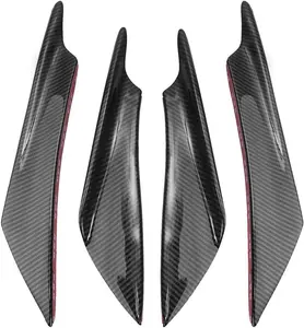Universal Car Modification Wind Blade Bumper Trim Kit — Small Bumper/Front Bumper, Aerodynamic Splitter, Anti-Collision Strip, Carbon Fiber Large Wind Blade Decorative Trim (Set of 4)
