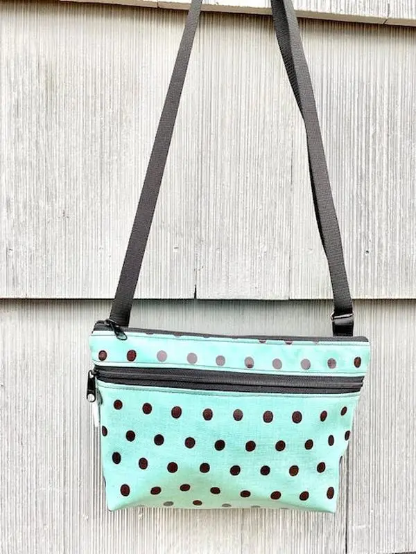 Alyssa Purse in Teal Polka Dots