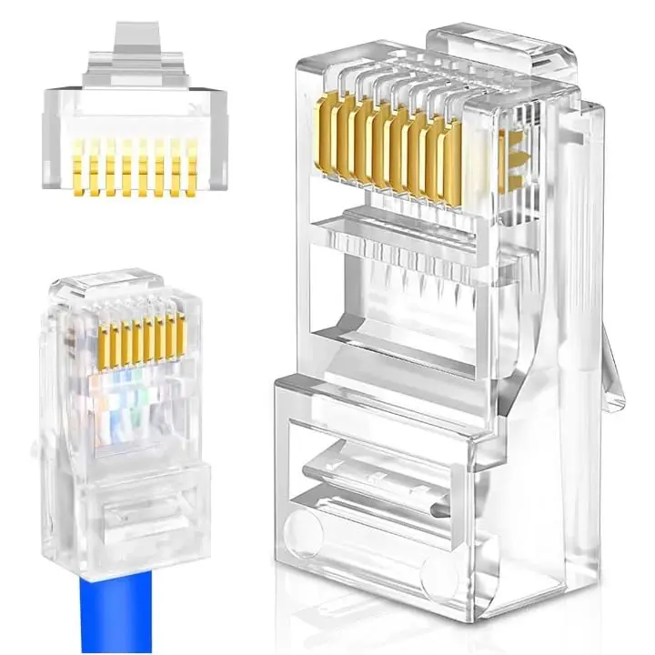 Zoobla -  EZ CAT6 RJ45 Pass-Through Network Connectors, UTP Modular Plug for Ethernet Cables - 100 Pack