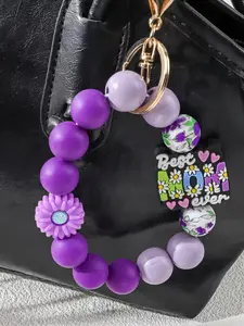 Silicone Bead Keychain Bracelet, Flower Keychain for Bags, Unisex Silicone Bead Key Ring, Durable Hanging Rope, Perfect Gift for Men and Women