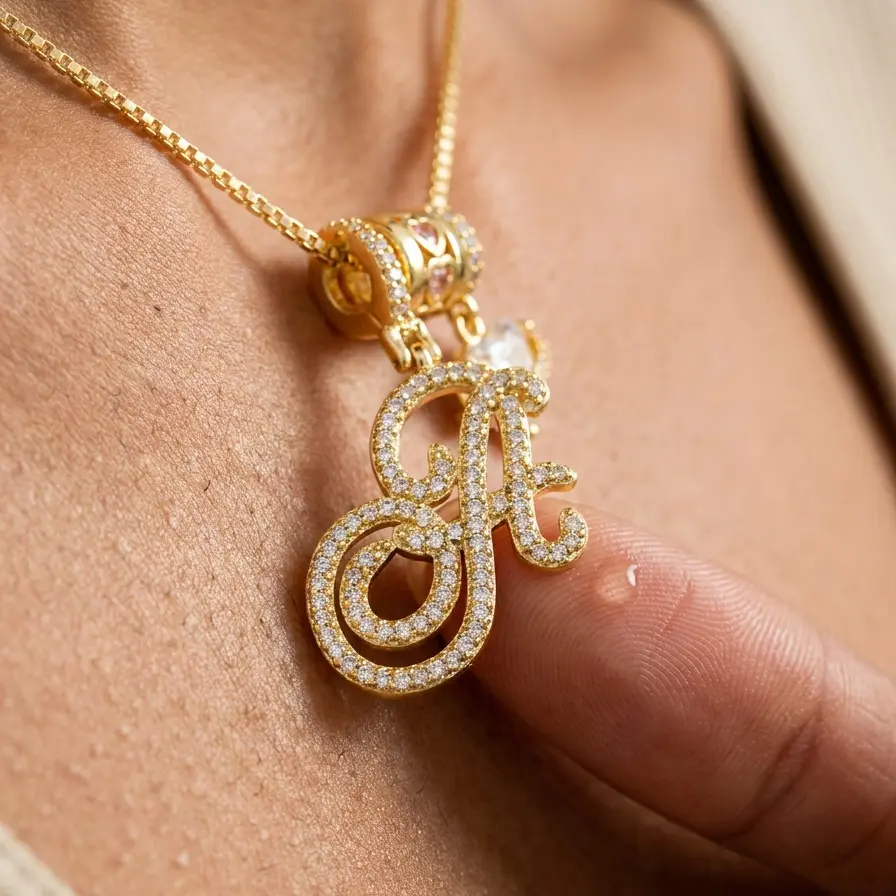 2026 Viral Cursive A-Z Initial LetterNecklace Gold & Silver  HolidayGift  Christmas Gift  Cubic Zirconia Stone18in+2in Extender Chain Birthday GiftsAnniversary Gift  Gifts for Girlfriend  Daily Wear & Gift