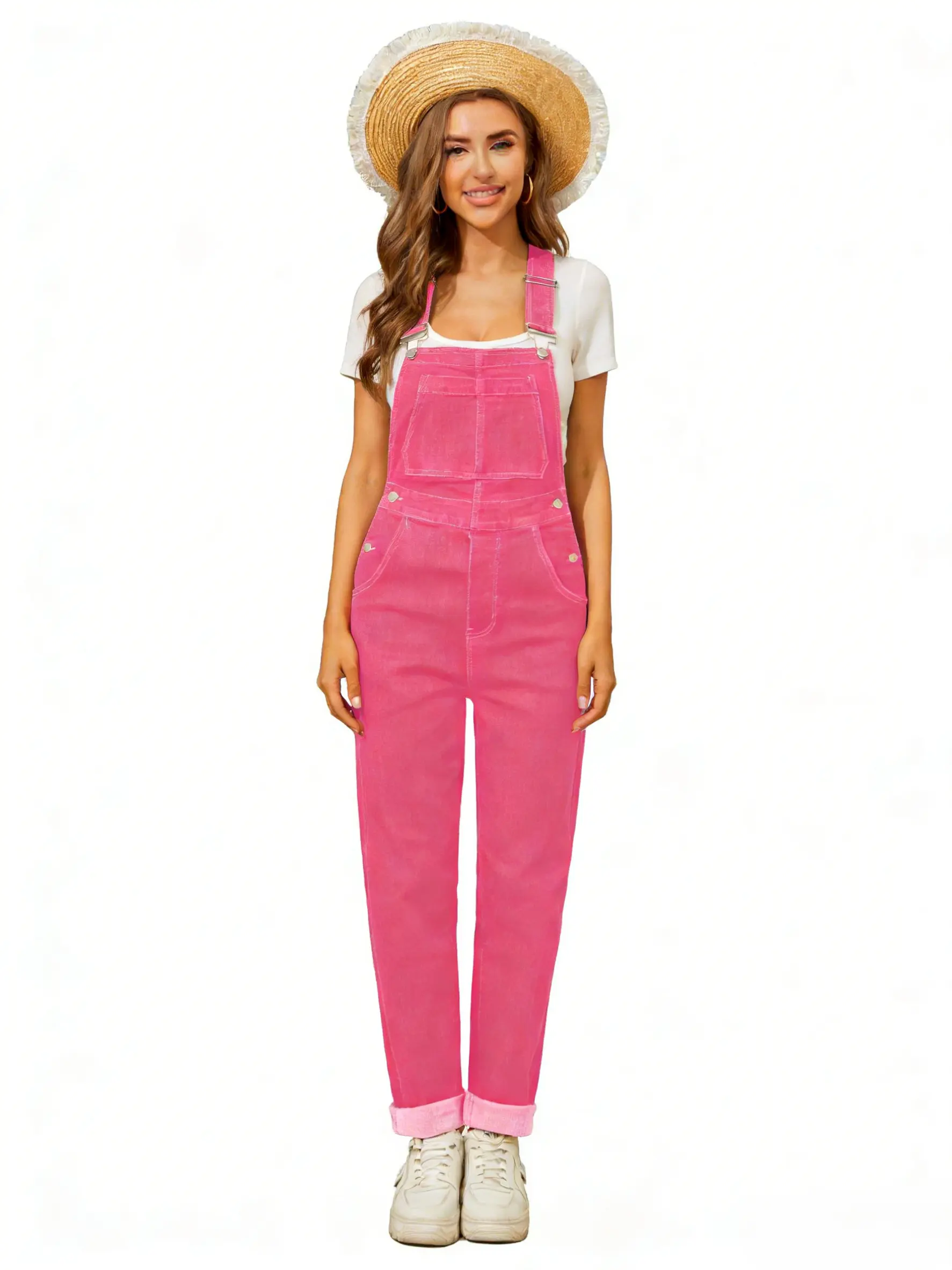 Zhangyan Women’s Denim Overalls Valentine’s Day OOTD Loose Fit Bib Jumpsuit Casual Everyday Outfit Multi-Color Pants for Fall School & Daily Wear