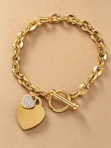 Fashion Heart Stainless Steel Jewelry, Unique OT Buckle Design, Premium Titanium Steel for Women, Fade-Resistant Hand Accessory, Elegant Jewelry Bracelet, High Quality Bracelet, Exquisite Bracelet, Trendy Jewelry