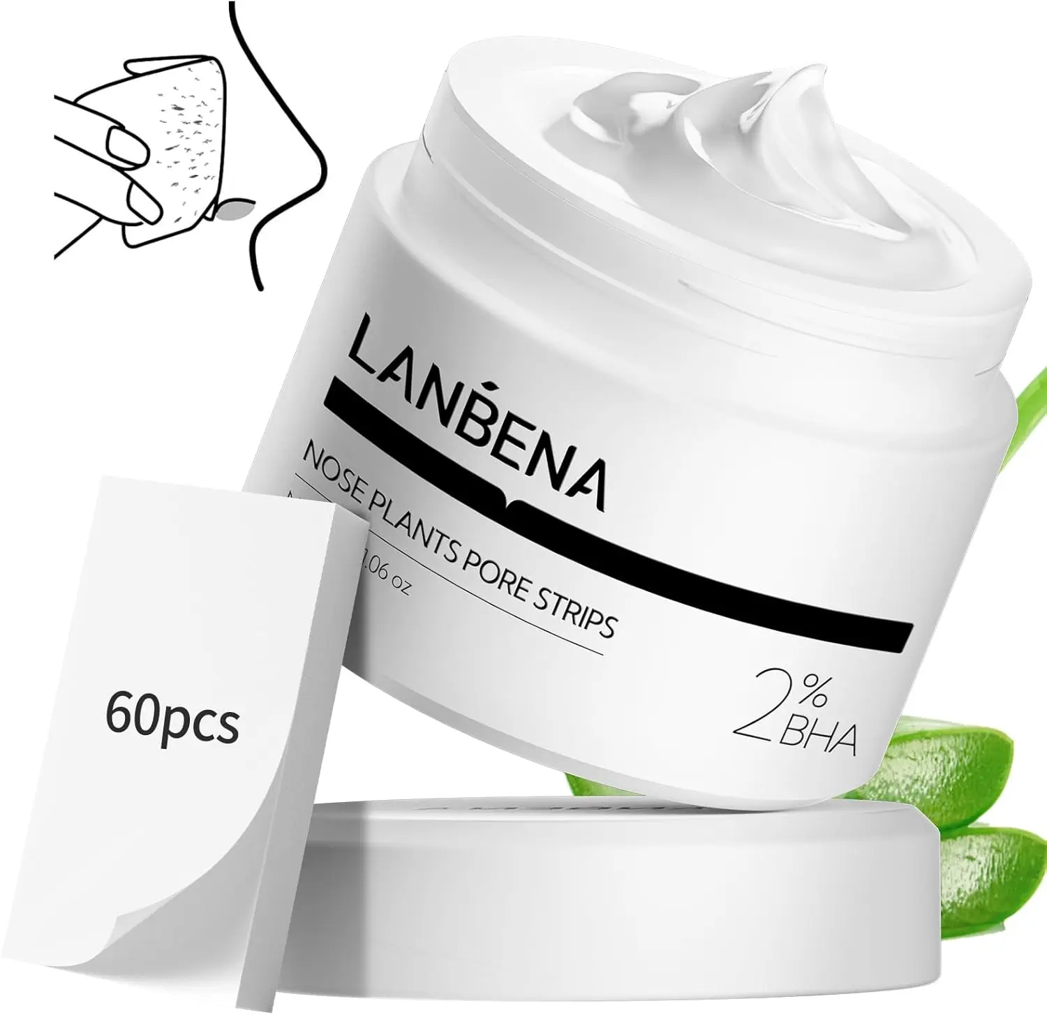 LANBENA Blackhead Remover Peel-Off Mask Kit Set with Pore Strips - Deep Cleansing Clogged Pores Solution for Smooth Skin, Facial Treatment for Oily & Combination Skin, 30g, Nose Strips For Pores
