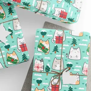 Christmas Wrapping Paper, Christmas Cat Gift Wrap, Festive wrapping sheets