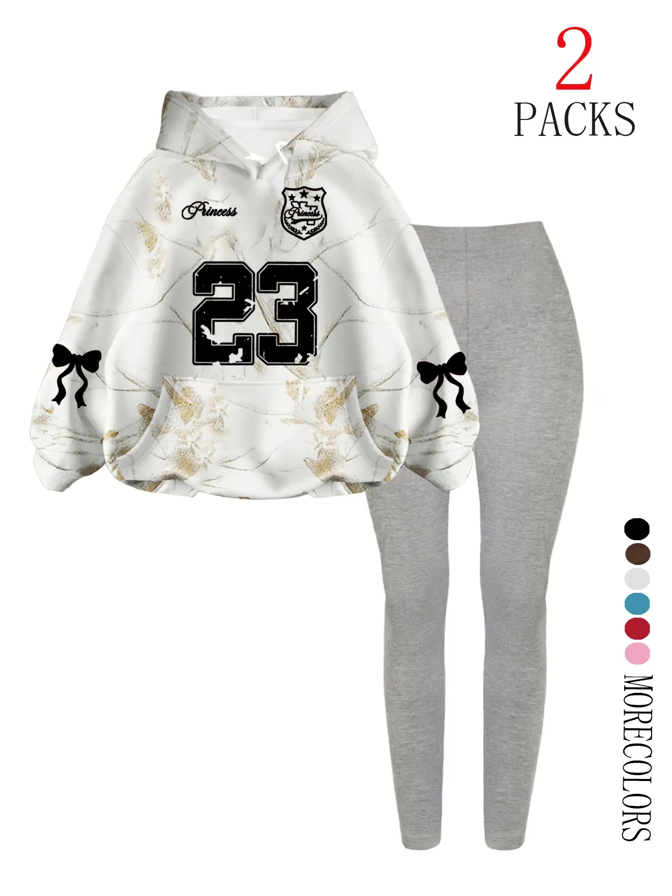 Women's Fall Winter Hooded Sweatshirt Set, Casual Loose Fit Sportswear, Letter Print Yoga Pants, Fashionable Running