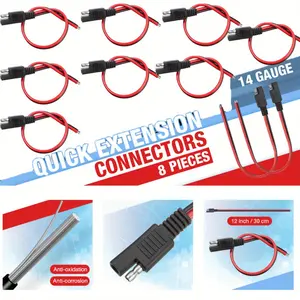 8PCS Connectors with 14 AWG Wire, Suitable for 2-Pin Single Plug Quick Disconnect Power Automotive Extension Cable for Motorcycles, Cars, And Chargers, Ideal for Portable Power Stations