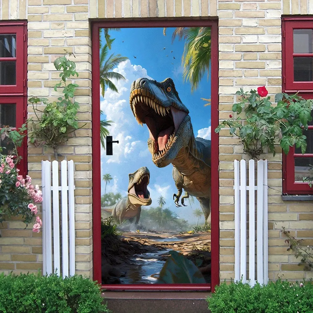 2pcs Jurassic World Dinosaur Wall Stickers Stereo T-Rex Decals Kids Room Boys Bedroom Living Room Decor Removable PVC Material Cartoon Animal Theme Wall Art Dinosaur Lovers Gift