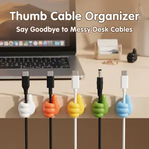 Thumb Shape Cable Organizer Clips No-Drill Self-Adhesive Hooks for Charging Cables Headphones Wires on Desktop Wall Large Plaid Design Travel Makeup Bag Magnetic Heavy Duty Spice Drink Set - Installation, Smooth