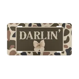 Camo "Darlin" Vanity Plate/Coquette Camo License Plate/Country Girl Tag/Darlin Western Tag/Cowgirl Tag/Camo Vehicle Accessory