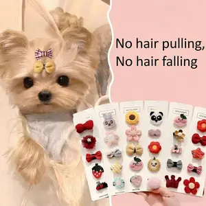 Pet Hair Clips Set, Cute Multicolor Bow Cartoon Dog Hairclips, Pet Costume Accessories, Holiday Celebration