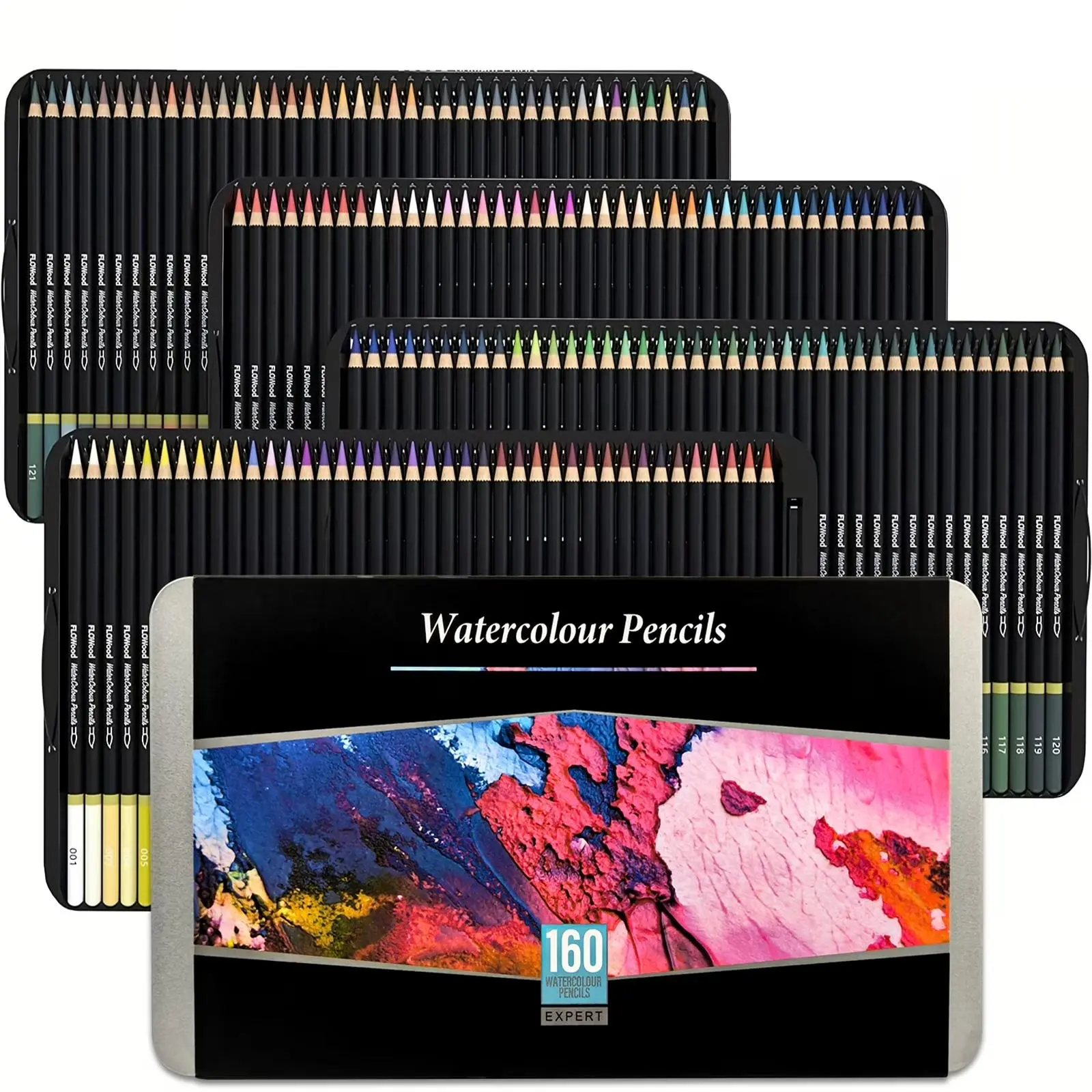 160 Water Soluble Watercolor Pencils - Office Stationery Writing Tool, Blends Well with Wet or Dry Techniques, Ideal for Coloring Books & Sketching, Enhances Adult Artistic Expression