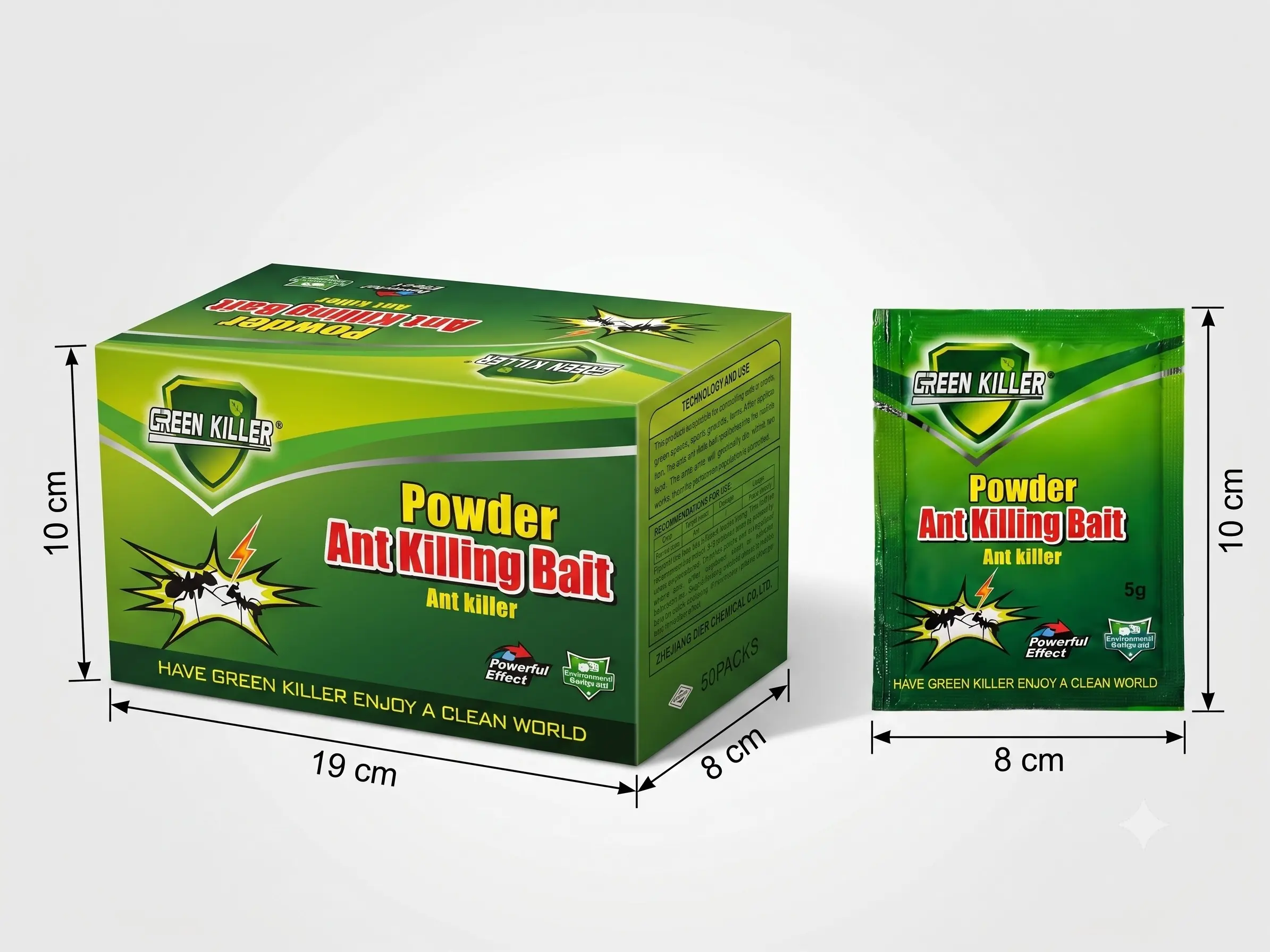 Ant-Killing Bait Powder - 1 Box (50 Packs), Fast-Acting Indoor Insect Pest Control, Bug Killer, Eliminates Queens & Workers in 24Hrs, Mess-Free Home Pest Protection