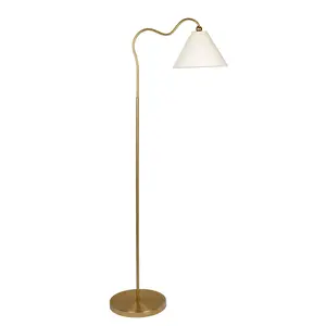 Majestic Brass Ring Base Floor Lamp with Triangle White Drum Shade