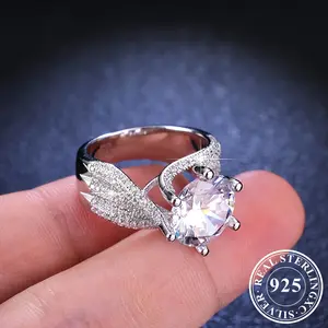 ​ ​   80% OFF! 1 Piece 925 Sterling Silver 3 Carat Moissanite Ring Exquisite Fashion Women's Ring Engagement Wedding Proposal Anniversary Gift for Friends Lovers and Family Halloween Christmas Gift, Bridal Rings, Statement Ring