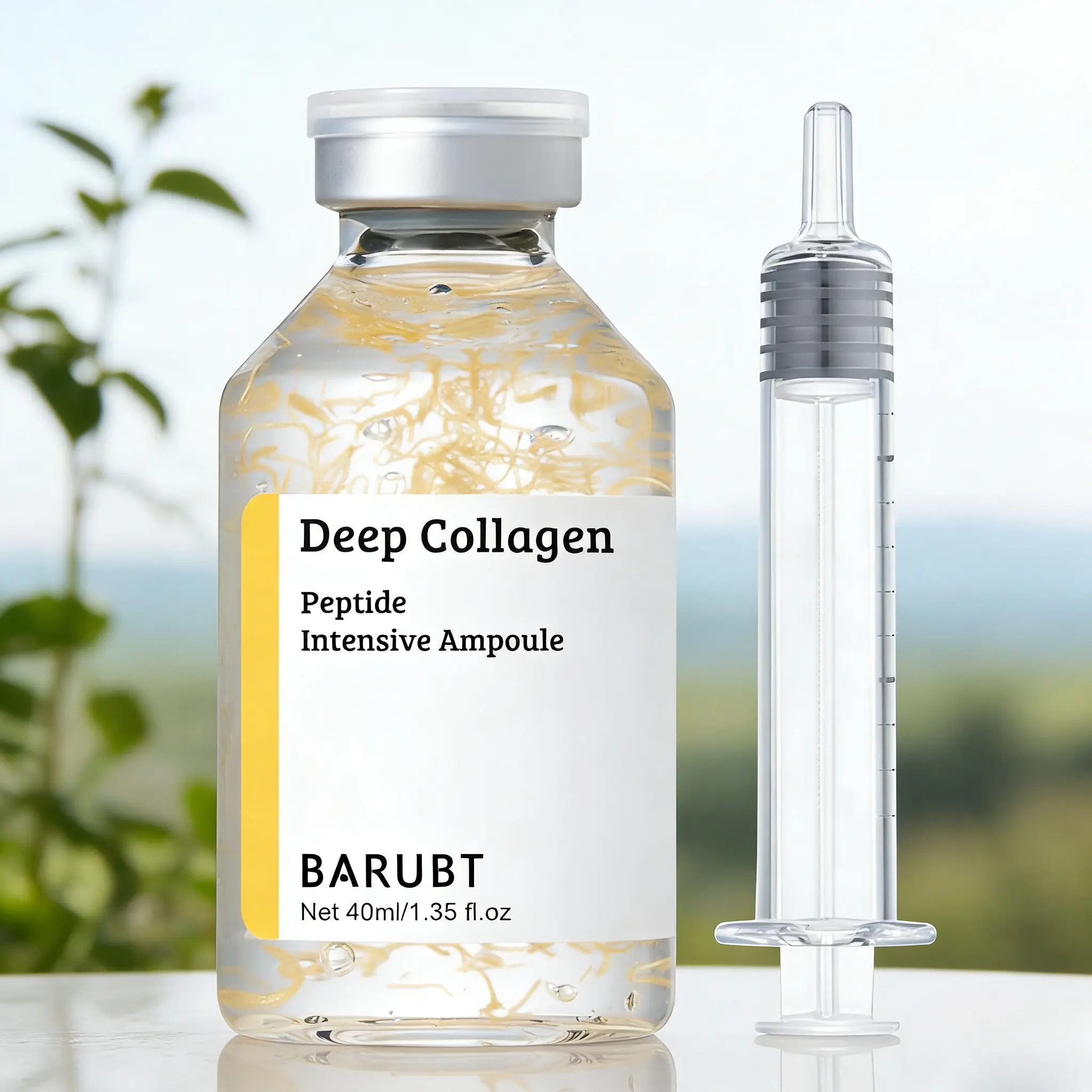 BARUBT Deep Collagen Peptide Ampoule Serum, 40ml Syringe Design for Precise Dosage, Daily Intensive Anti-Aging Essence, Fights Wrinkles, Firms & Repairs Skin, Night Recovery Treatment