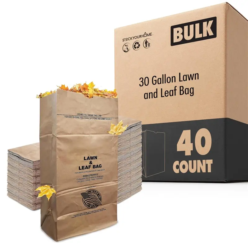 30 Gallon Kraft Lawn and Leaf Bag (40 Pack)
