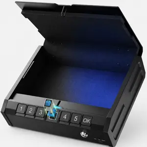 ONNAIS Iron PRO Smart Biometric Security Safe Box, Quick-Access Fingerprint Lock with Keypad, Emergency USB-C Power, Optional Interior Light for Nightstand & Home, Smart Biometric Safe