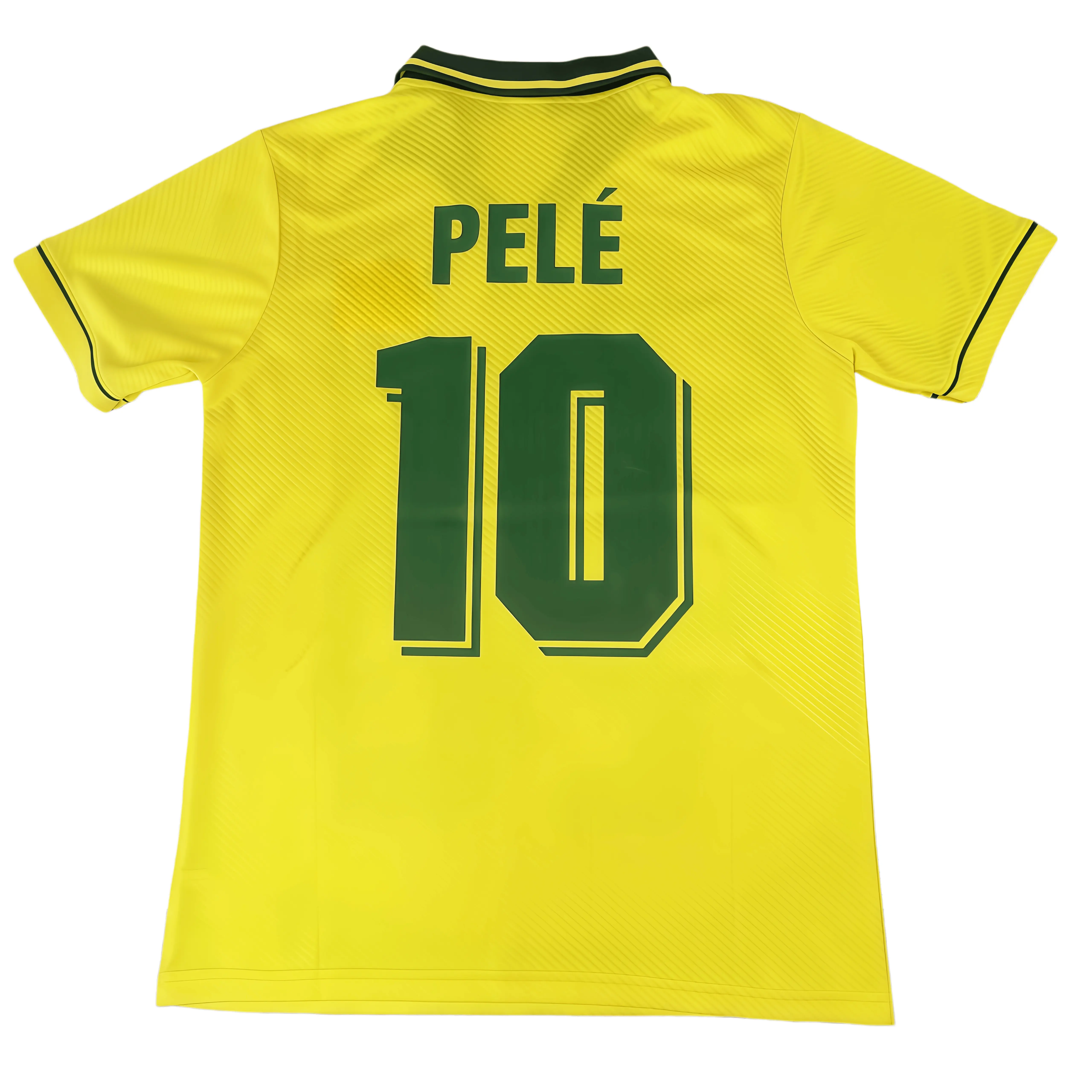 1970 1972 Home Retro Yellow No.10 Pele Short Sleeved Soccer Jersey