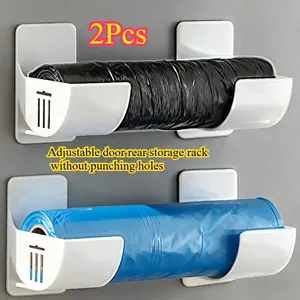 2-Pack Wall-Mounted Storage Hangers, Durable Trash Bag & Wrap Holder, Ideal for Holding Trash Bags and Wrap Rolls, Compact Design, Save Space for Closet, Pantry, Kitchen, Elegant & Long-Lasting